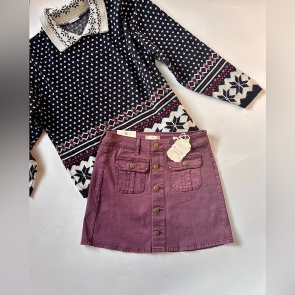 NWT ALTAR’D STATE BURGUNDY BUTTON DOWN SKIRT​